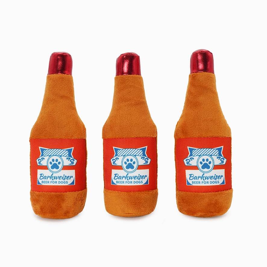 Interactive Beer Cooler Plush Dog Toy