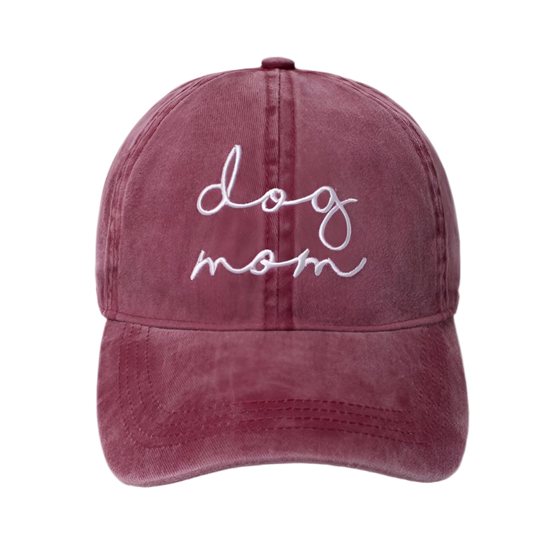 'Dog Mom' Embroidered Baseball Hat (Variety of Colors)