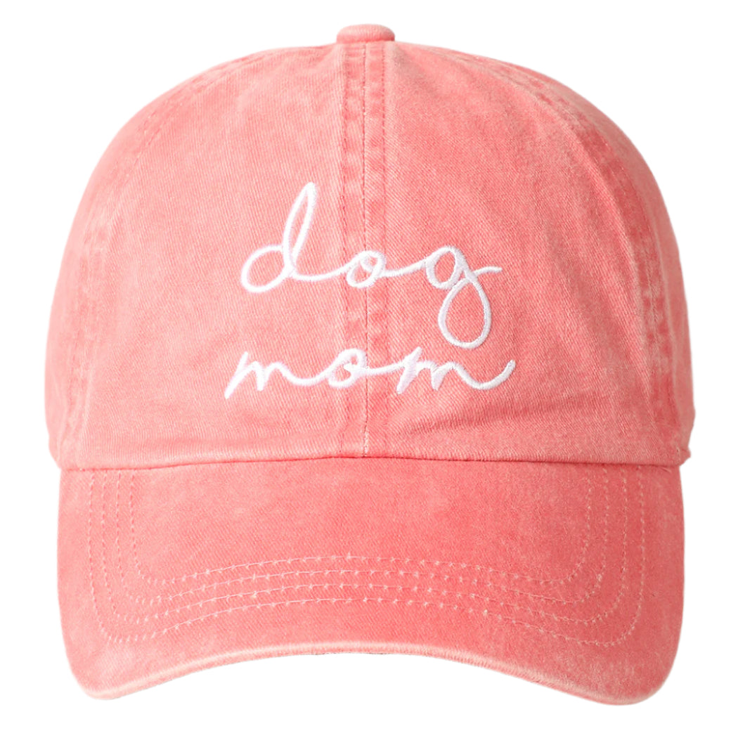 'Dog Mom' Embroidered Baseball Hat (Variety of Colors)
