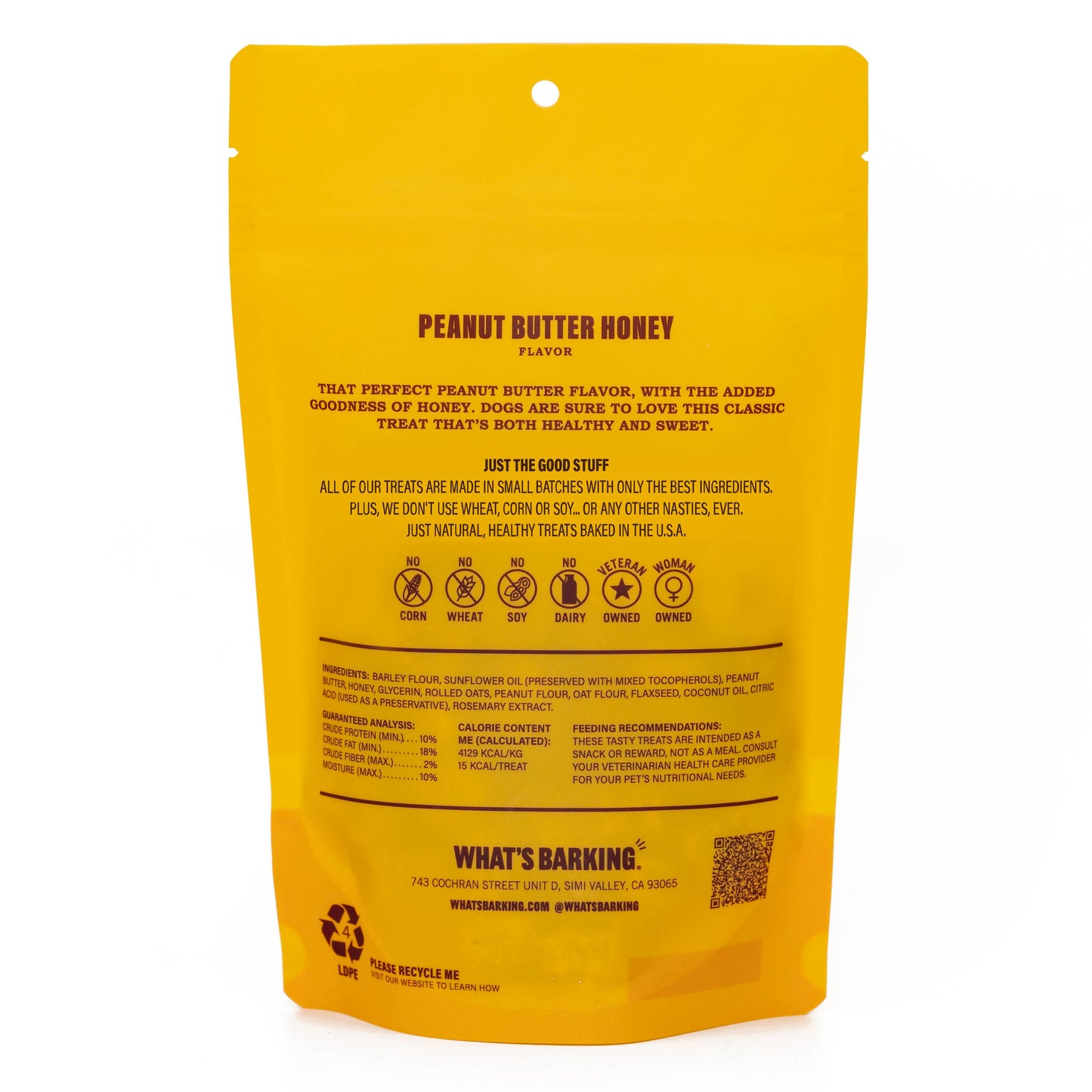 Peanut Butter Honey Dog Treats, 6oz Case
