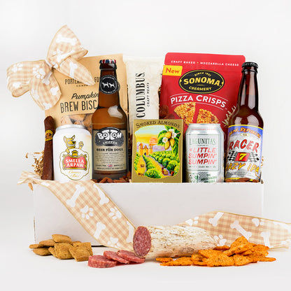 Paws & Pints, Beer and Snacks Buddies Gift Basket for Your Beer Buddy