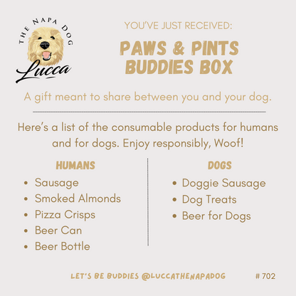Paws & Pints, Beer and Snacks Buddies Gift Basket for Your Beer Buddy