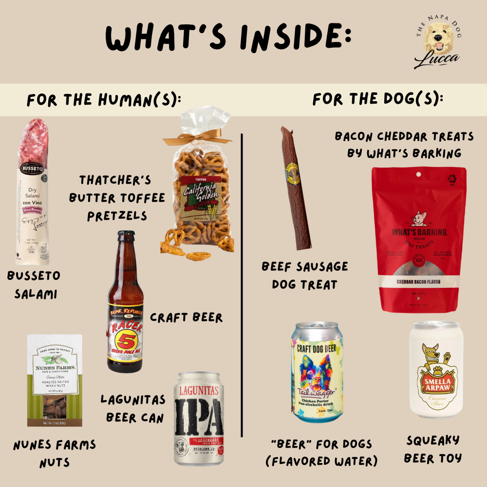 Paws & Pints, Beer and Snacks Buddies Gift Basket for Your Beer Buddy
