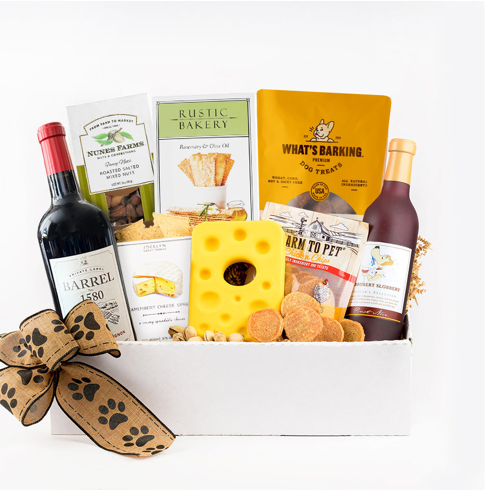 Vine to Canine Wine Pairing Buddies Gift Basket for Wine Lovers and Their Pups