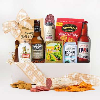 Paws & Pints, Beer and Snacks Buddies Gift Basket for Your Beer Buddy