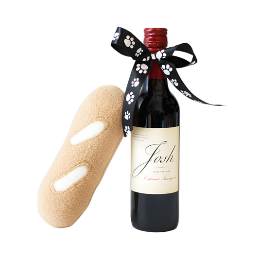 Red Wine and Plush Baguette Little Buddies Dog Gift