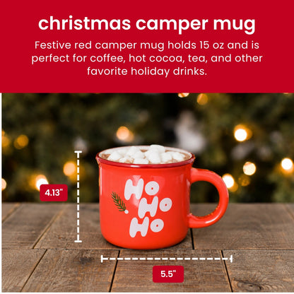 HO HO HO Red Holiday Camper Mug