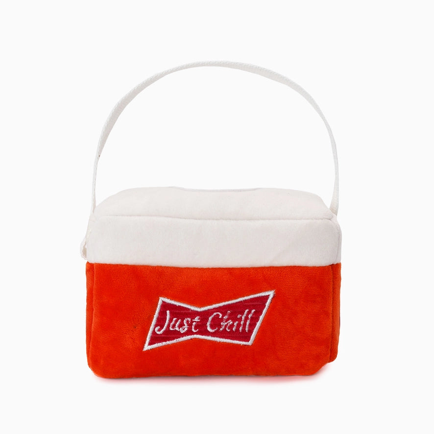 Interactive Beer Cooler Plush Dog Toy