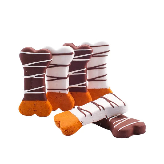 Black and White Dipped Peanut Butter Bones Dog Treat