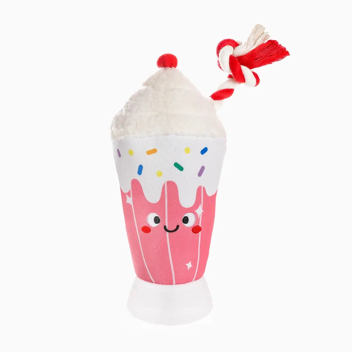 Summer Floating Strawberry Smoothie Dog Plush Rope Toy